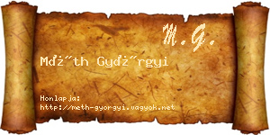 Méth Györgyi névjegykártya